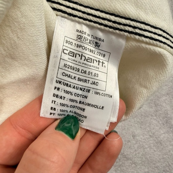Carhartt Jacket Men's Small White Denim Work in Project Chalk Shirt Jac - Picture 6 of 13